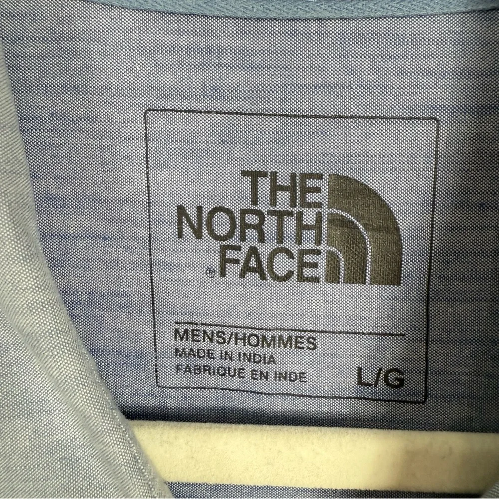 The North Face Button Down Mens Blue Shirt Colorblock Short Sleeve Large Top